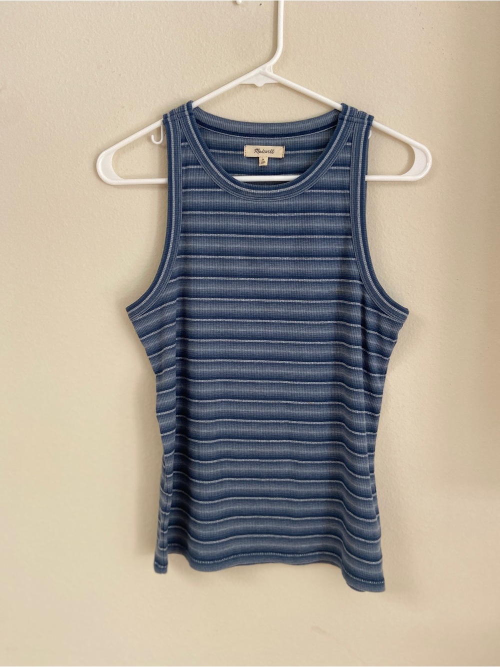 Madewell Navy & Light Blue Striped Rib Tank